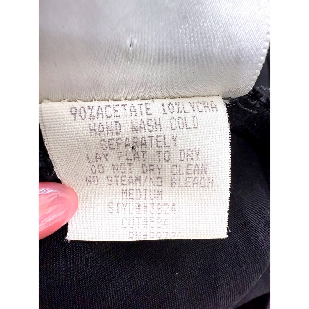 Vintage Black Babydoll Maxi Dress Size M Peep Studio Y2K High Slit Built In Bra - Picture 10 of 11